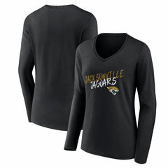 Jacksonville Jaguars Women's Hustle Long Sleeve V-Neck T-Shirt - Black T-shirts