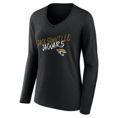 Jacksonville Jaguars Women's Hustle Long Sleeve V-Neck T-Shirt - Black T-shirts