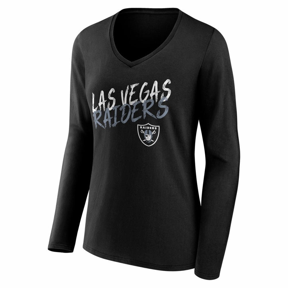 Las Vegas Raiders Women's Hustle Long Sleeve V-Neck T-Shirt - Black T-shirts