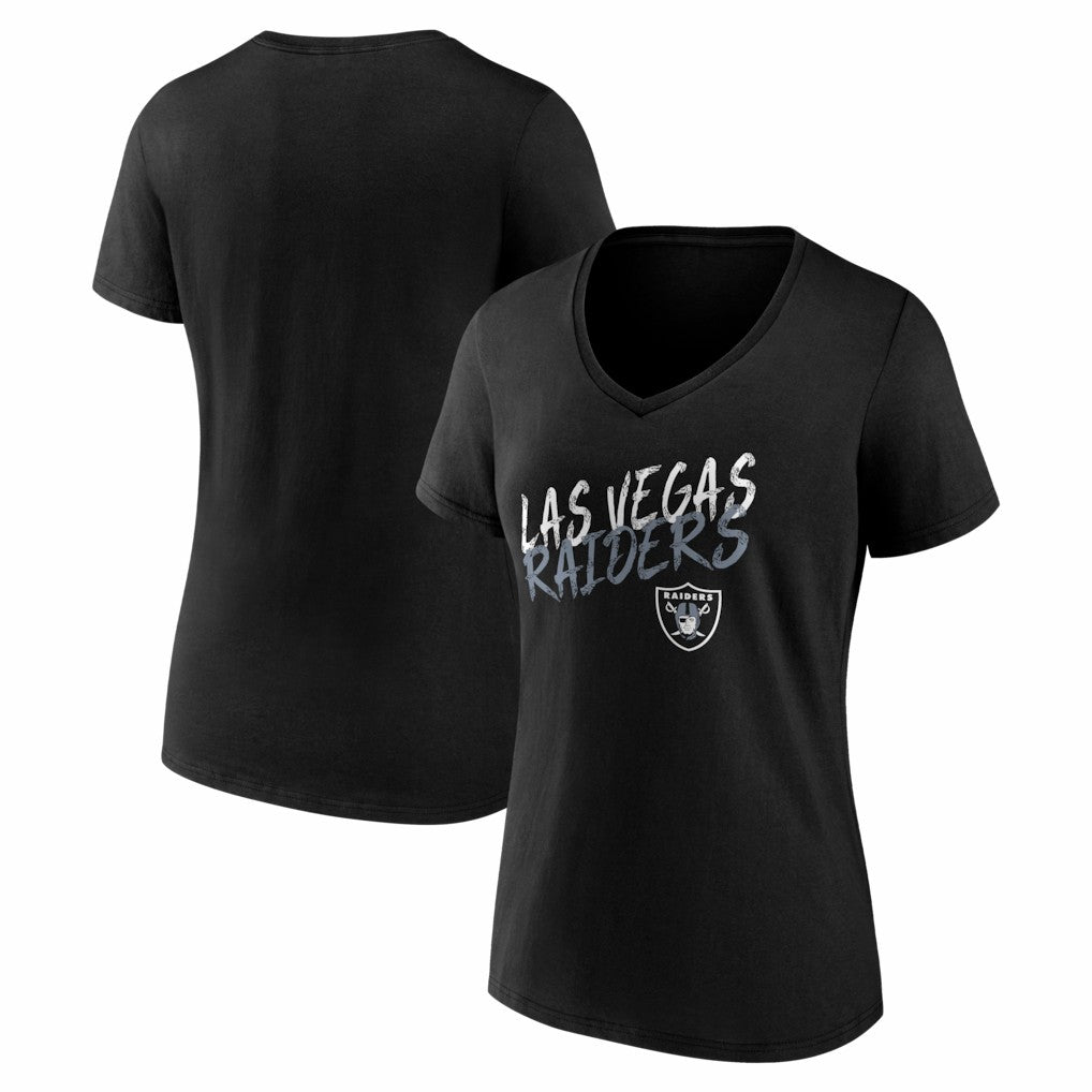 Las Vegas Raiders Women's Hustle V-Neck T-Shirt - Black T-shirts