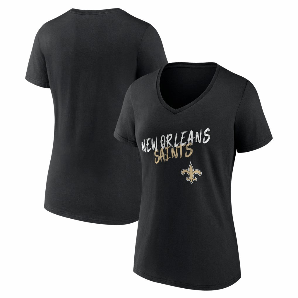 New Orleans Saints Women's Hustle V-Neck T-Shirt - Black T-shirts