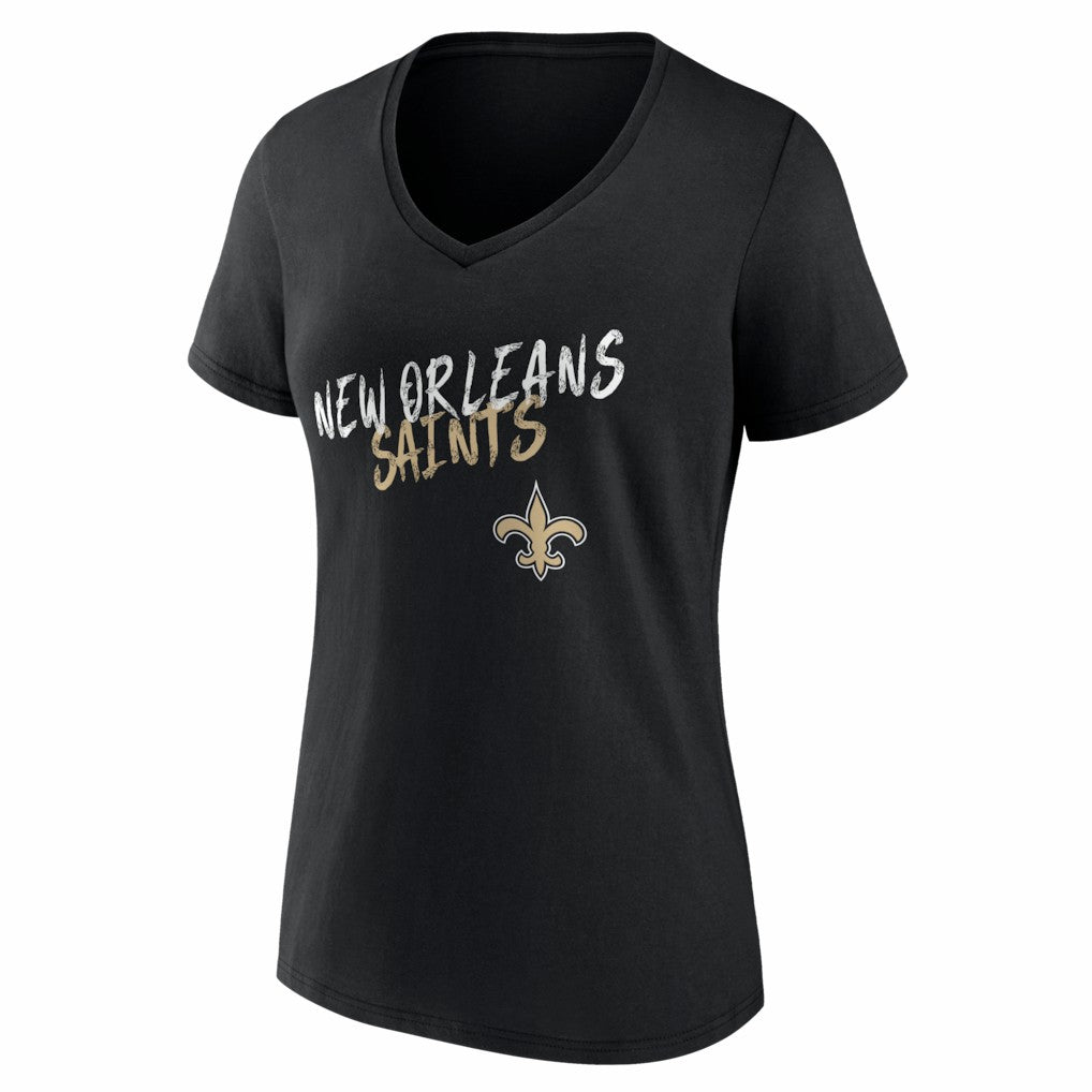 New Orleans Saints Women's Hustle V-Neck T-Shirt - Black T-shirts