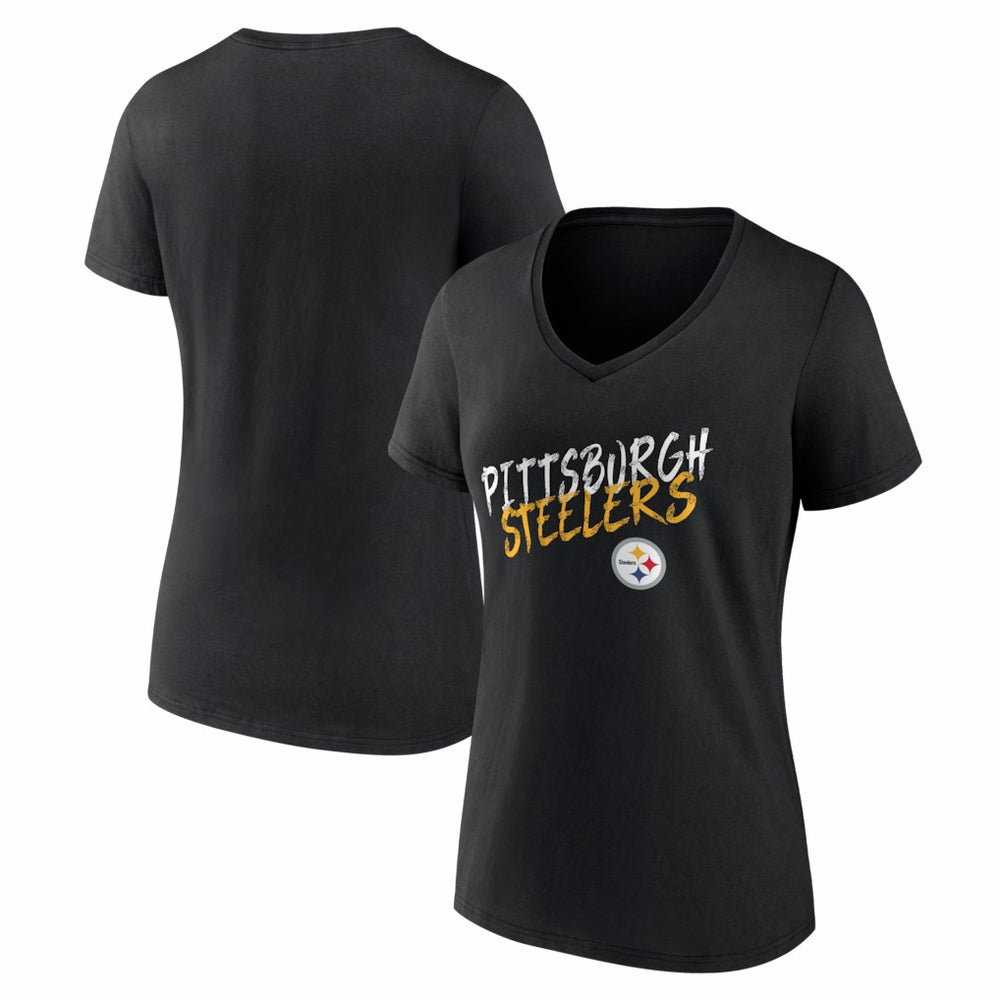 Pittsburgh Steelers Women's Hustle V-Neck T-Shirt - Black T-shirts