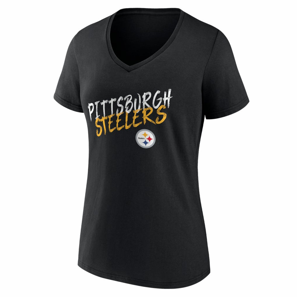Pittsburgh Steelers Women's Hustle V-Neck T-Shirt - Black T-shirts