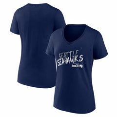 Seattle Seahawks Women's Hustle V-Neck T-Shirt - College Navy T-shirts
