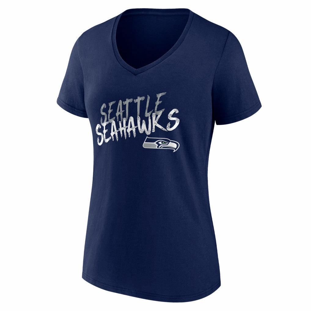 Seattle Seahawks Women's Hustle V-Neck T-Shirt - College Navy T-shirts