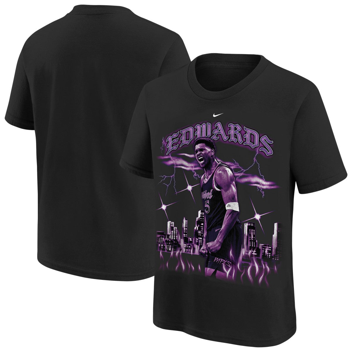 Anthony Edwards Minnesota Timberwolves Youth City Edition Player T-Shirt Black - Nike