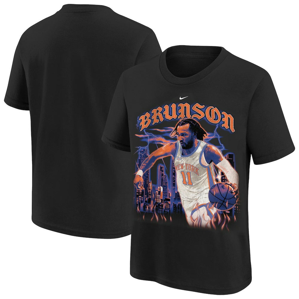 Jalen Brunson New York Knicks Youth City Edition Player T-Shirt Black - Nike