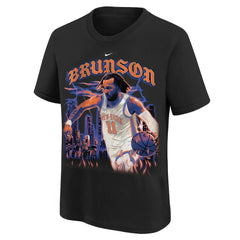 Jalen Brunson New York Knicks Youth City Edition Player T-Shirt Black - Nike