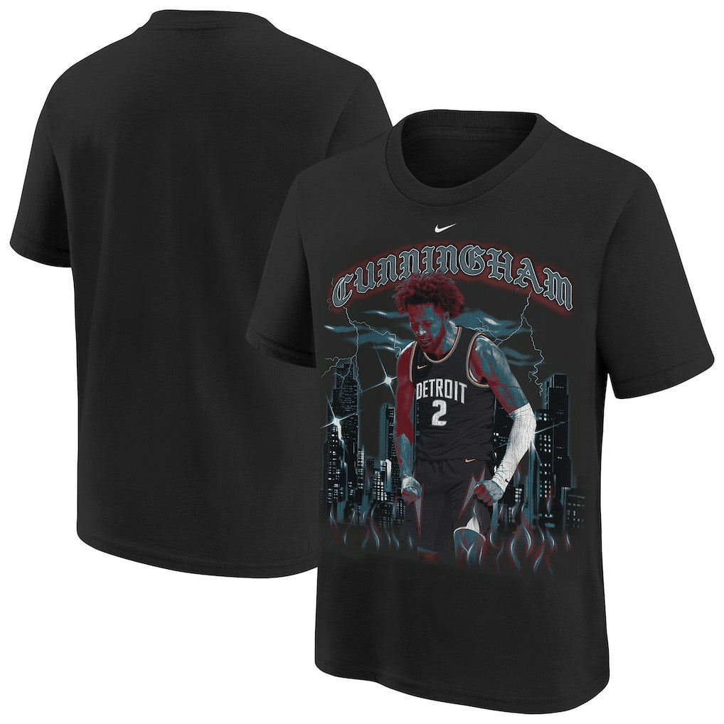Cade Cunningham Detroit Pistons Youth City Edition Player T-Shirt Black - Nike