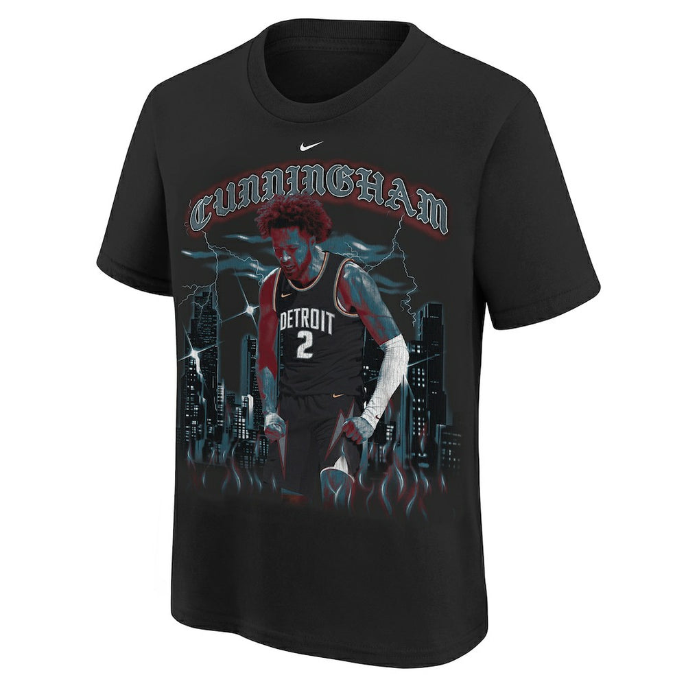 Cade Cunningham Detroit Pistons Youth City Edition Player T-Shirt Black - Nike
