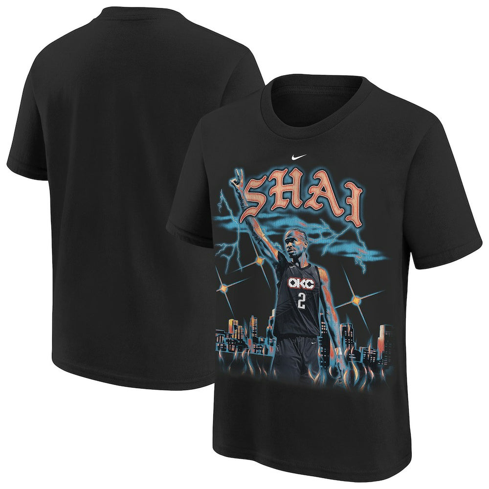Shai Gilgeous-Alexander Oklahoma City Thunder Youth City Edition Player T-Shirt Black - Nike