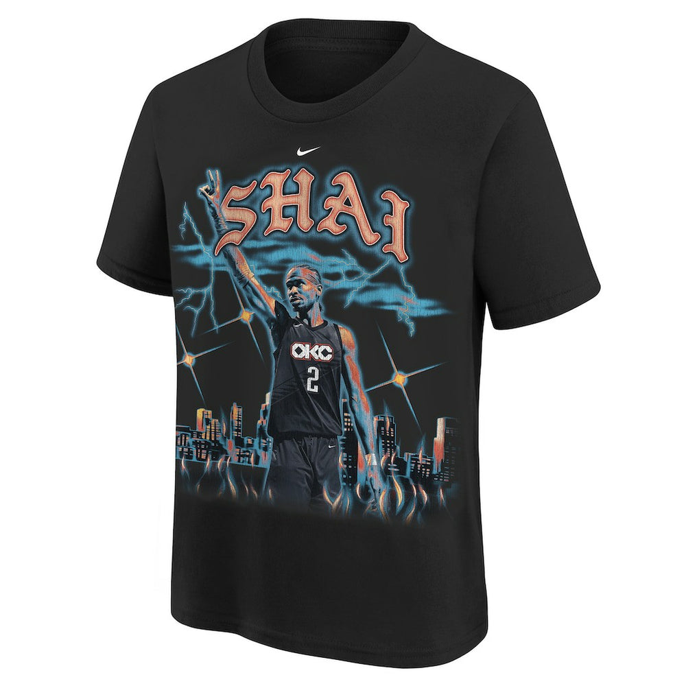 Shai Gilgeous-Alexander Oklahoma City Thunder Youth City Edition Player T-Shirt Black - Nike