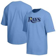 Tampa Bay Rays Champion All Star Chenille Wordmark T-Shirt - Light Blue T-shirts