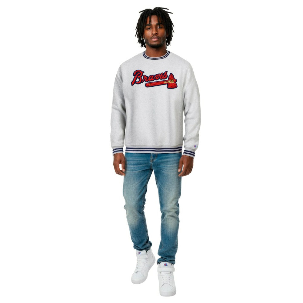 Atlanta Braves Champion Reverse Weave Sweatshirt - Heather Gray Sweatshirts