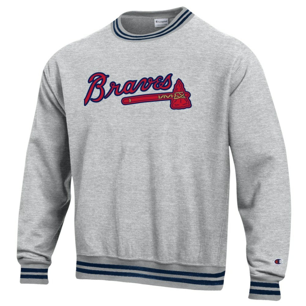 Atlanta Braves Champion Reverse Weave Sweatshirt - Heather Gray Sweatshirts