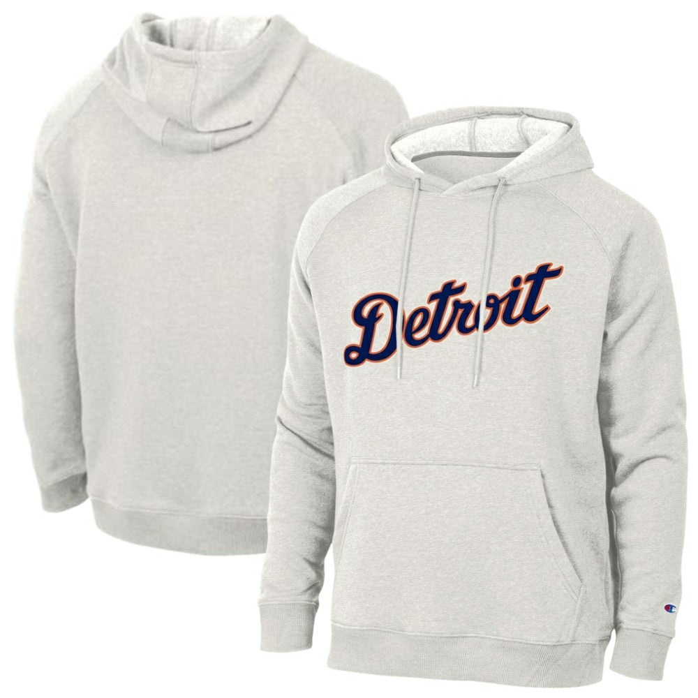 Detroit Tigers Champion Triumph Tri-Blend Raglan Hoodie - Heathered Core Ultra Light Grey Hoodies