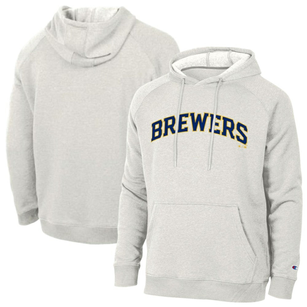 Milwaukee Brewers Champion Triumph Tri-Blend Raglan Hoodie - Heathered Core Ultra Light Grey Hoodies