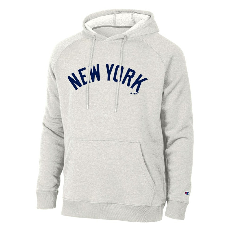 New York Yankees Champion Triumph Tri-Blend Raglan Hoodie - Heathered Core Ultra Light Grey Hoodies