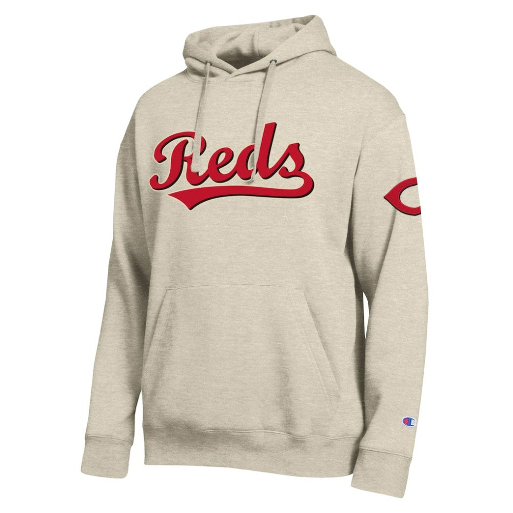 Cincinnati Reds Champion All Star Chenille Patch Hoodie - Oatmeal Hoodies
