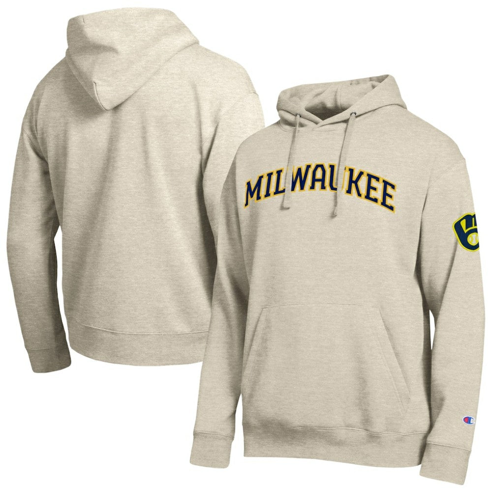 Milwaukee Brewers Champion All Star Chenille Patch Hoodie - Oatmeal Hoodies