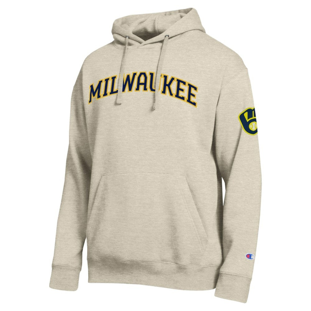 Milwaukee Brewers Champion All Star Chenille Patch Hoodie - Oatmeal Hoodies