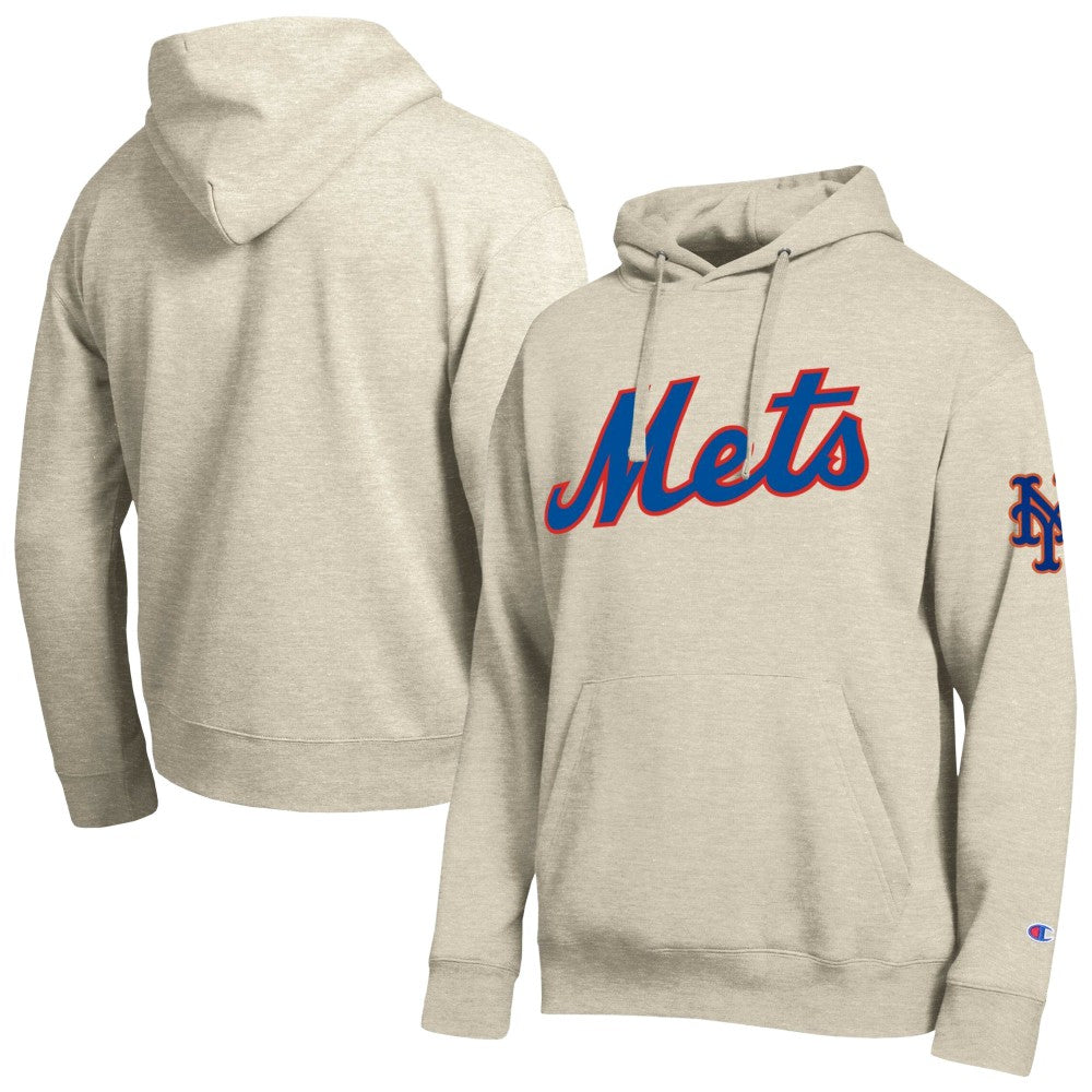 New York Mets Champion All Star Chenille Patch Hoodie - Oatmeal Hoodies