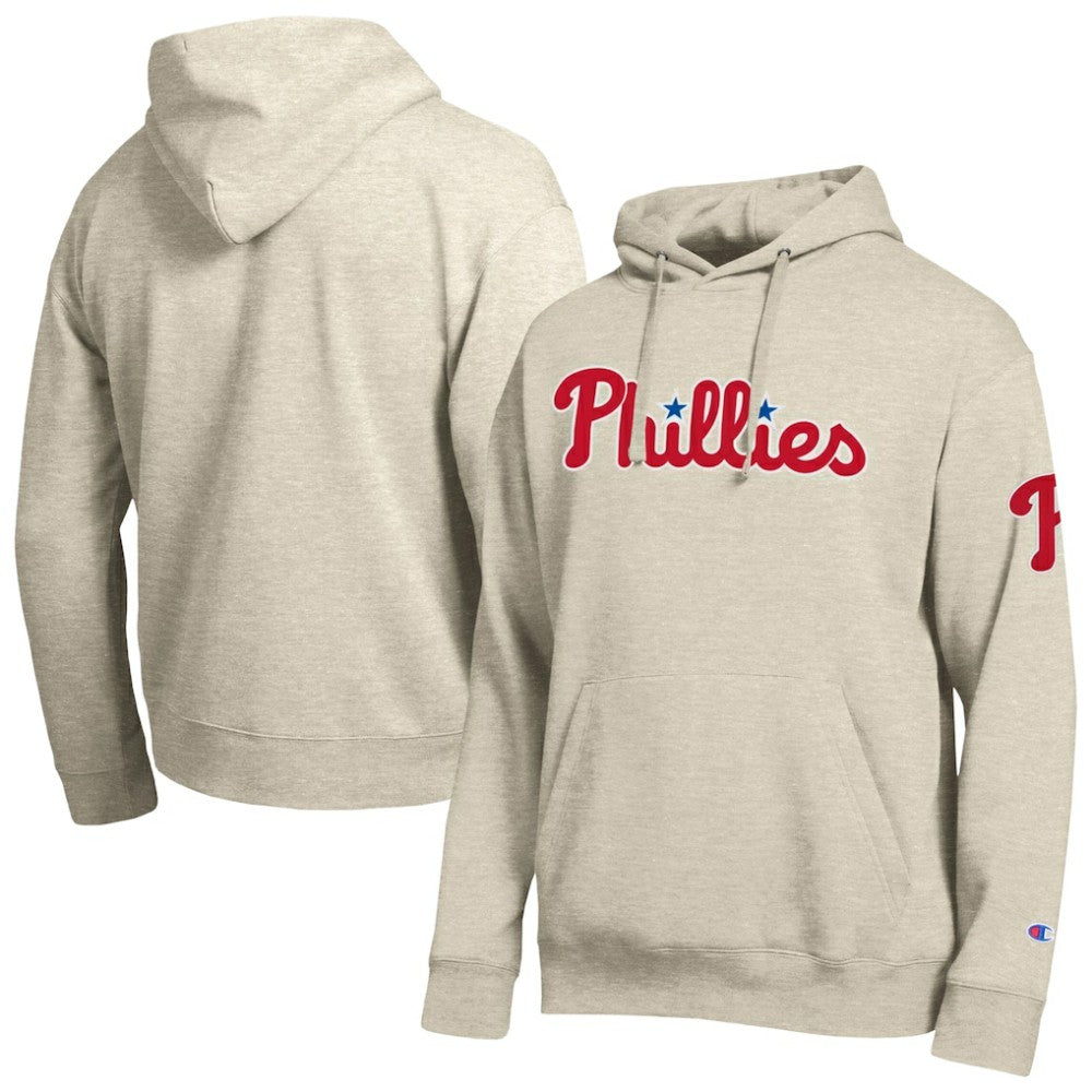 Philadelphia Phillies Champion All Star Chenille Patch Hoodie - Oatmeal Hoodies
