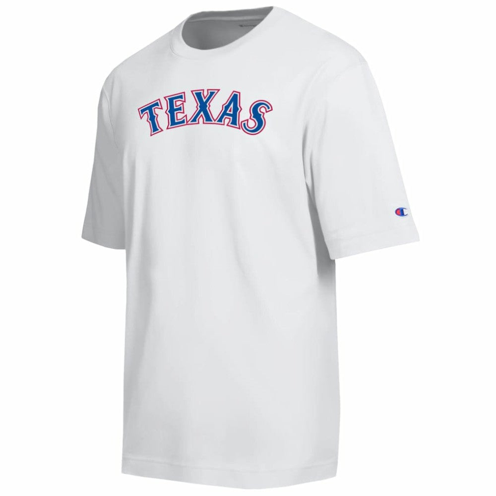 Texas Rangers Champion All Star Arched Chenille Wordmark T-Shirt - White T-shirts