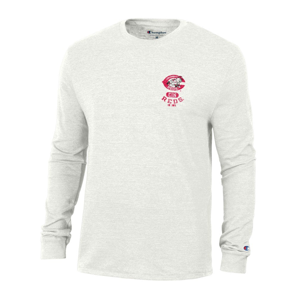 Cincinnati Reds Champion Cooperstown Winning Tradition Tri-Blend Long Sleeve T-Shirt - White T-shirts