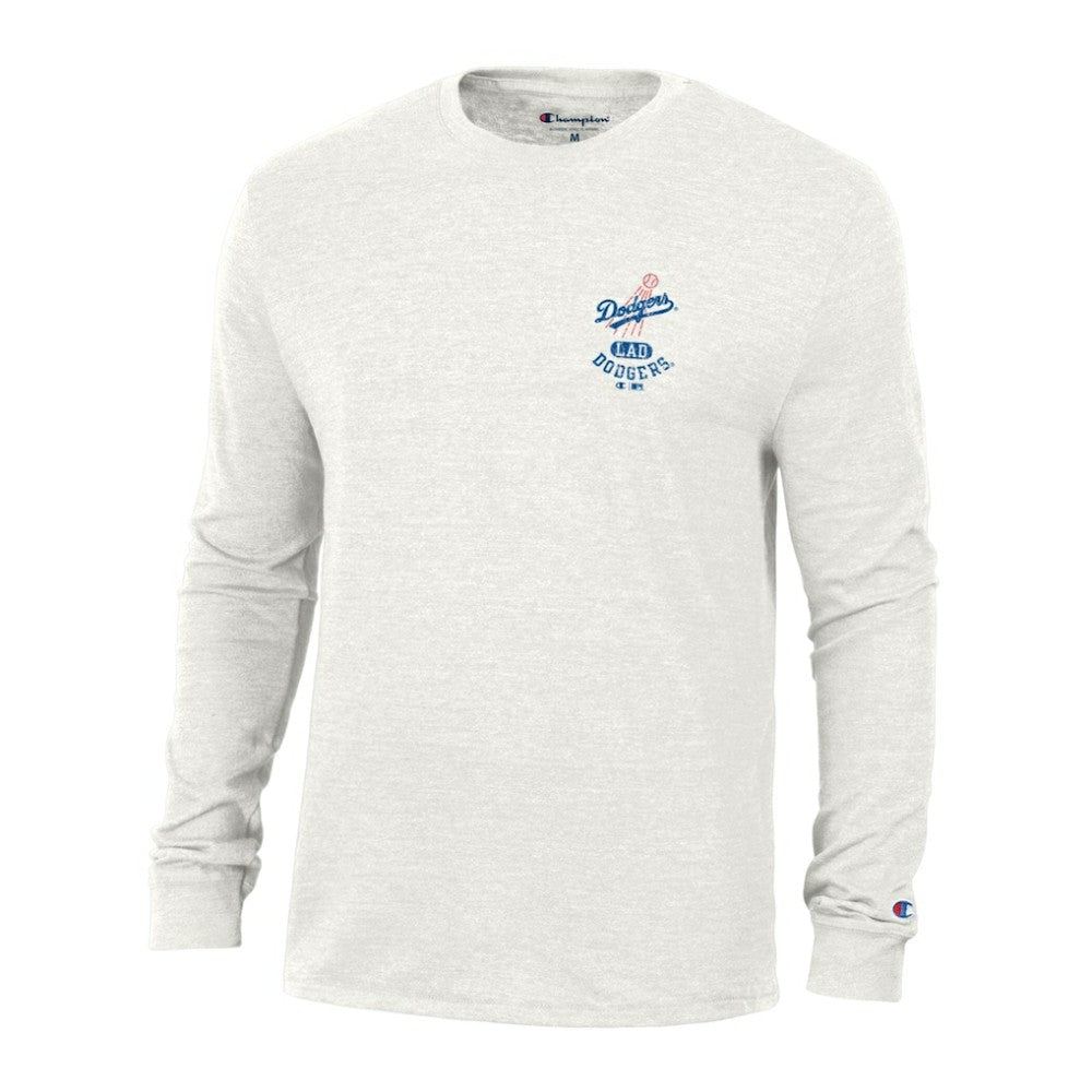 Los Angeles Dodgers Champion Cooperstown Winning Tradition Tri-Blend Long Sleeve T-Shirt - White T-shirts