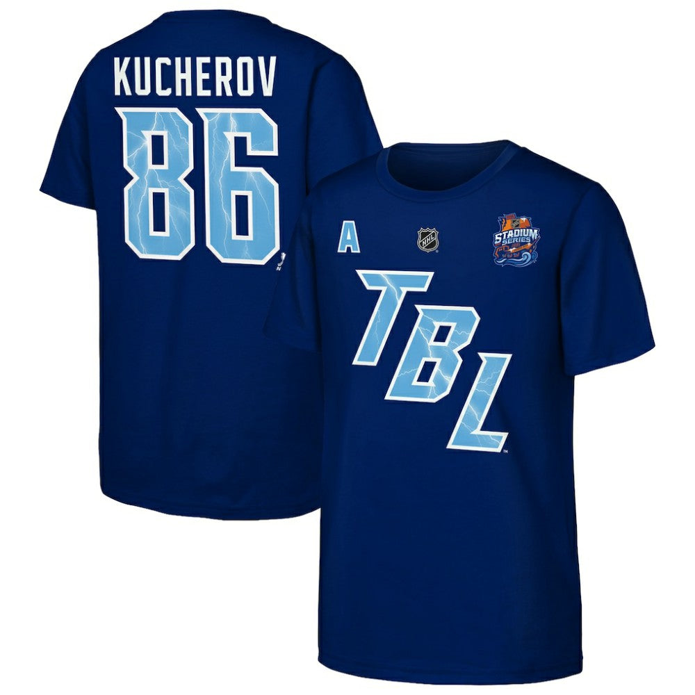 Nikita Kucherov Tampa Bay Lightning Fanatics Youth Alternate Captain 2026 Stadium Series T-Shirt - Blue | US 203670838
