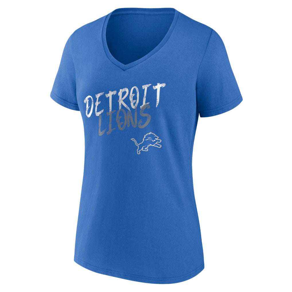 Detroit Lions Women's Hustle V-Neck T-Shirt - Blue T-shirts