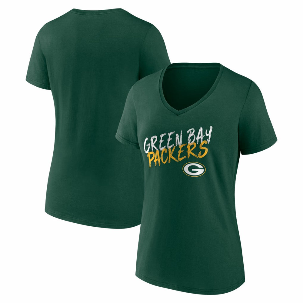 Green Bay Packers Women's Hustle V-Neck T-Shirt - Green T-shirts