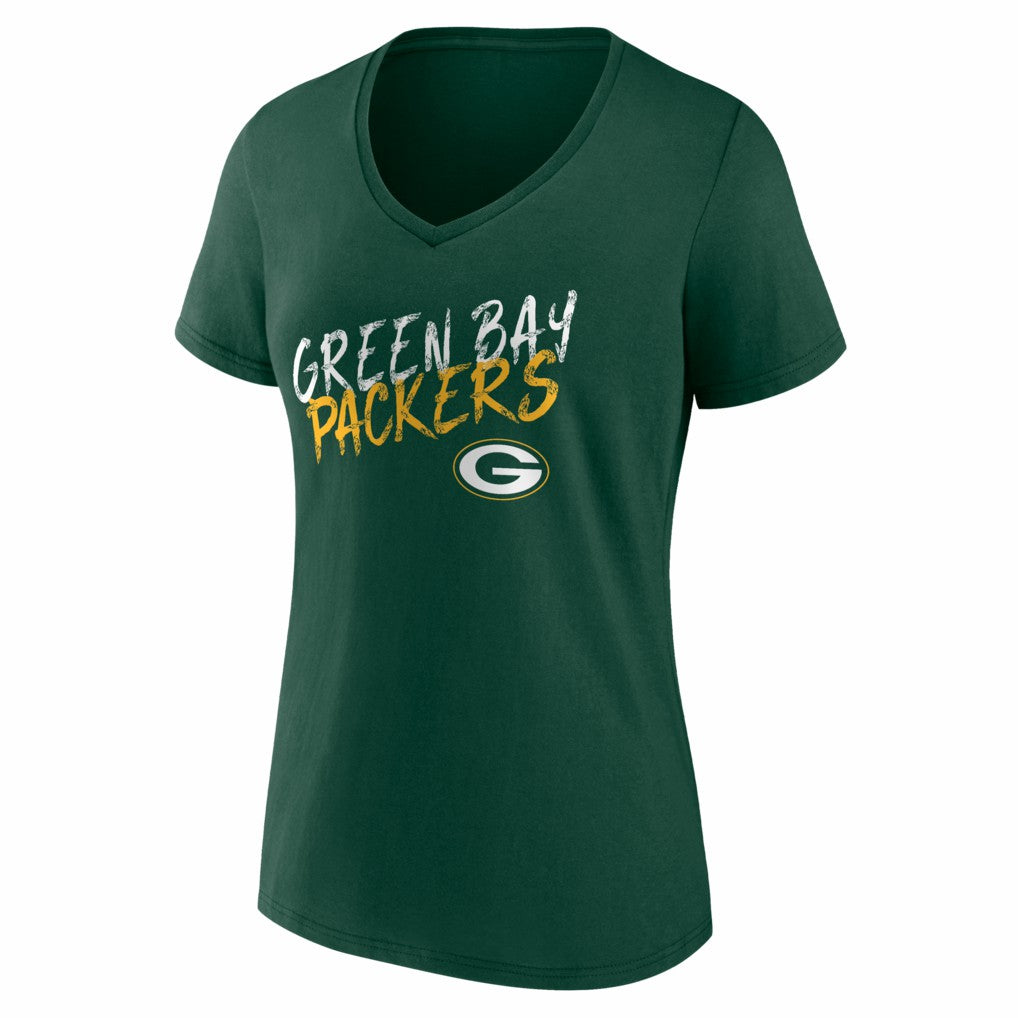 Green Bay Packers Women's Hustle V-Neck T-Shirt - Green T-shirts