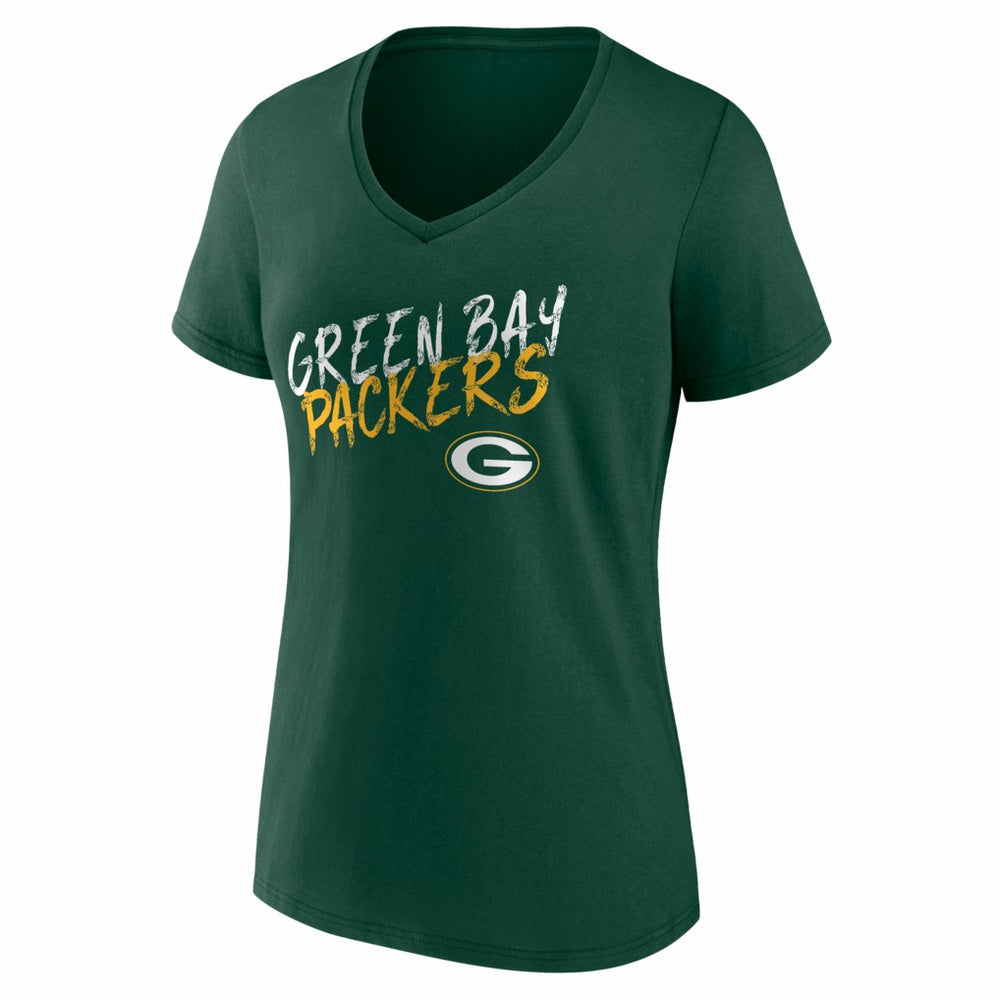 Green Bay Packers Women's Hustle V-Neck T-Shirt - Green T-shirts
