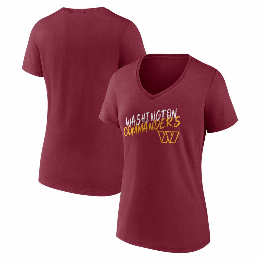 Washington Commanders Women's Hustle V-Neck T-Shirt - Burgundy T-shirts