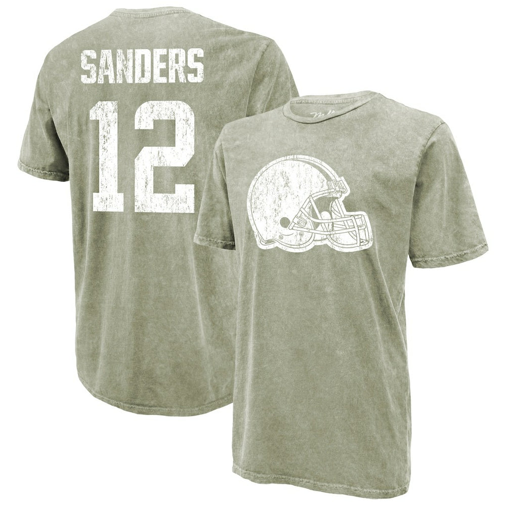 Shedeur Sanders Cleveland Browns Majestic Threads Mineral Wash Name & Number T-Shirt - Moss Green T-shirts