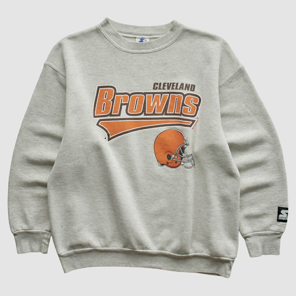 Cleveland Browns Starter 90s Pullover Sweatshirt - Heather Gray Pullover