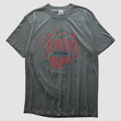 Minnesota Twins Logo 7 1987 T-shirt - Dark Heather Gray - Vintage T-shirts