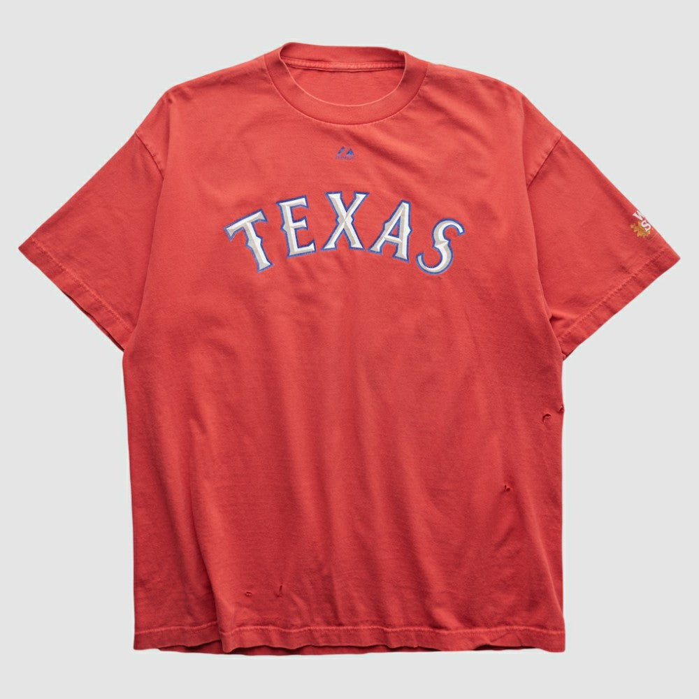 Texas Rangers Majestic 2000s T-shirt - Red - Vintage T-shirts