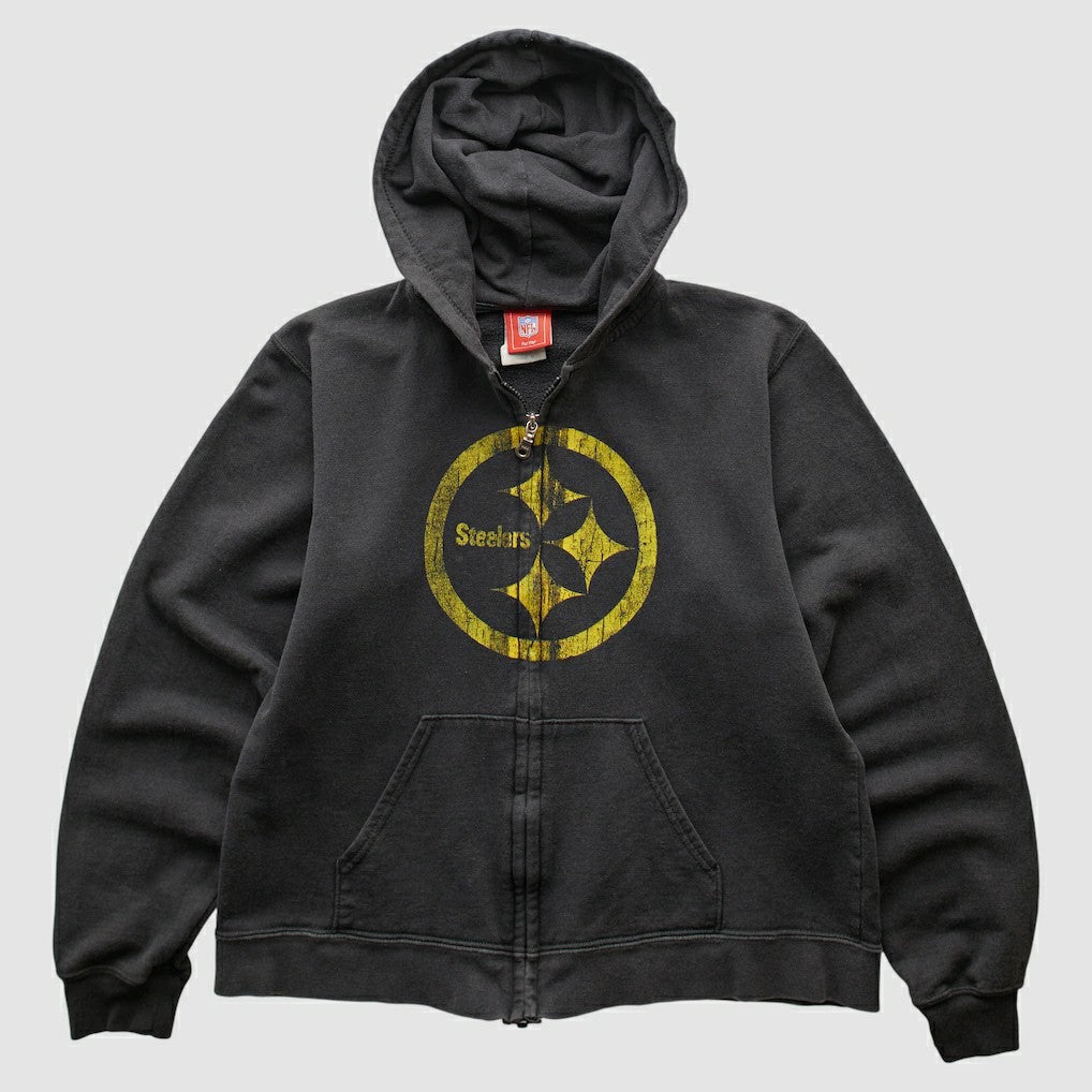Pittsburgh Steelers NFL 2000s Hooded Full Zip Sweatshirt - Black Sweatshirts