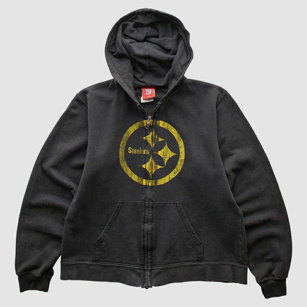 Pittsburgh Steelers NFL 2000s Hooded Full Zip Sweatshirt - Black Sweatshirts