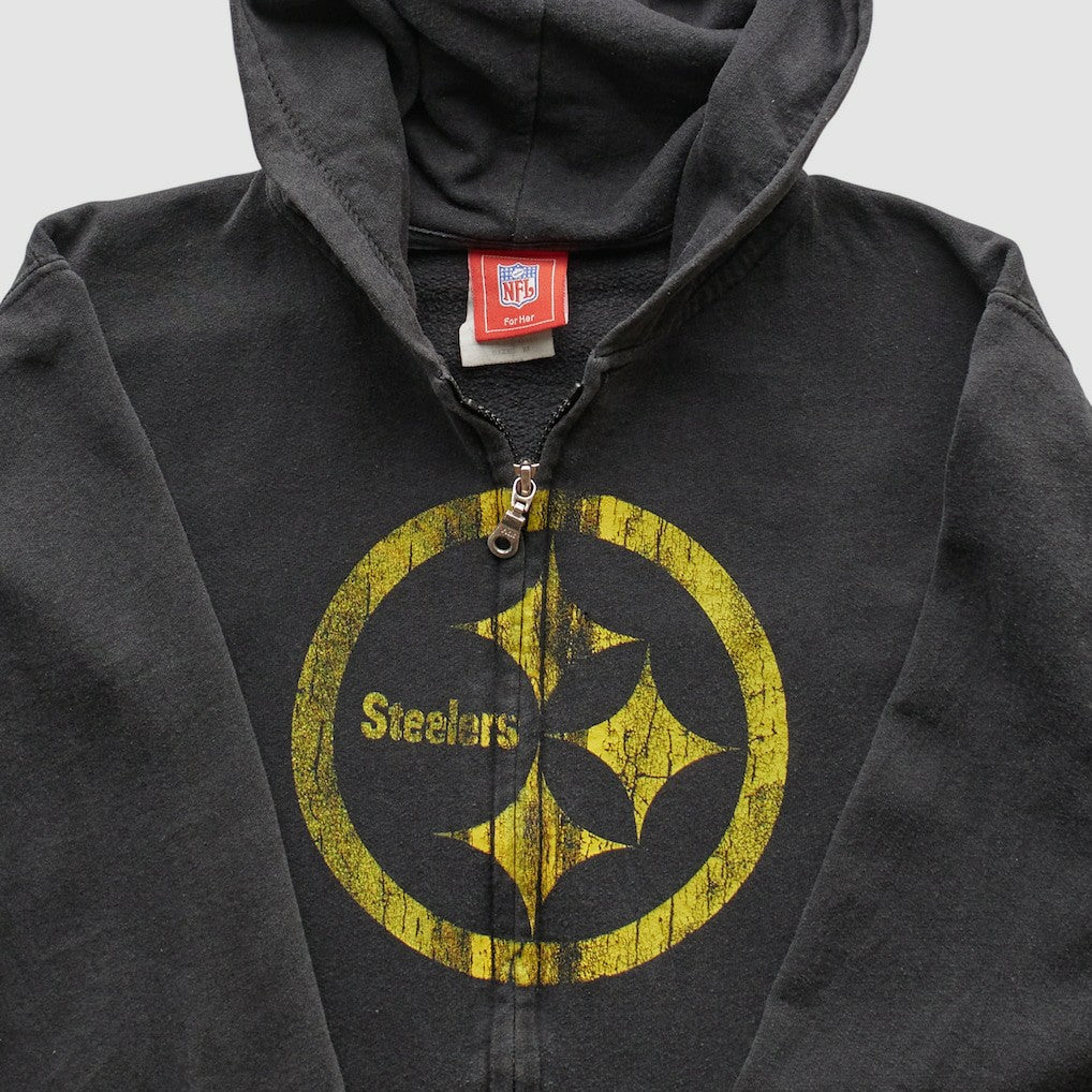Pittsburgh Steelers NFL 2000s Hooded Full Zip Sweatshirt - Black Sweatshirts