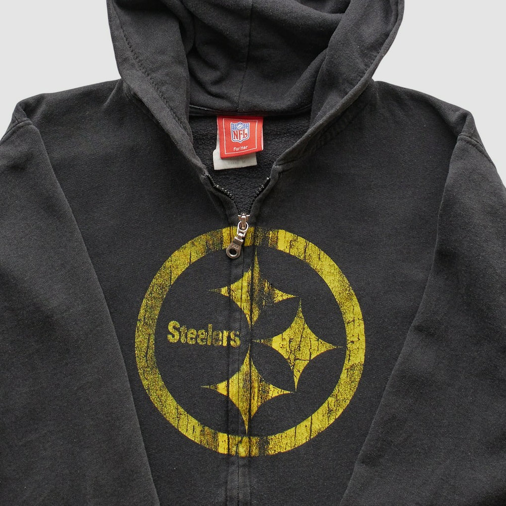 Pittsburgh Steelers NFL 2000s Hooded Full Zip Sweatshirt - Black Sweatshirts