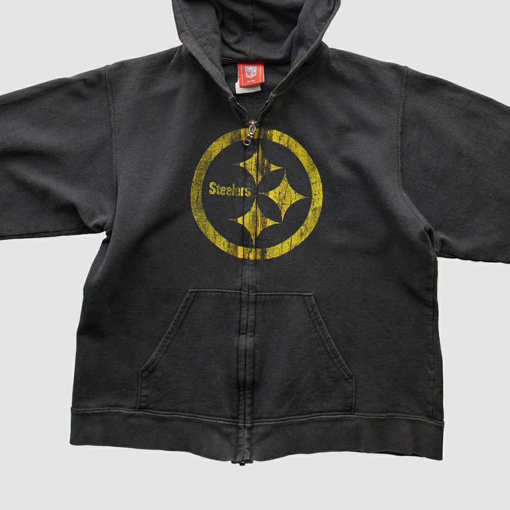 Pittsburgh Steelers NFL 2000s Hooded Full Zip Sweatshirt - Black Sweatshirts