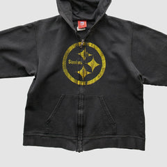 Pittsburgh Steelers NFL 2000s Hooded Full Zip Sweatshirt - Black Sweatshirts