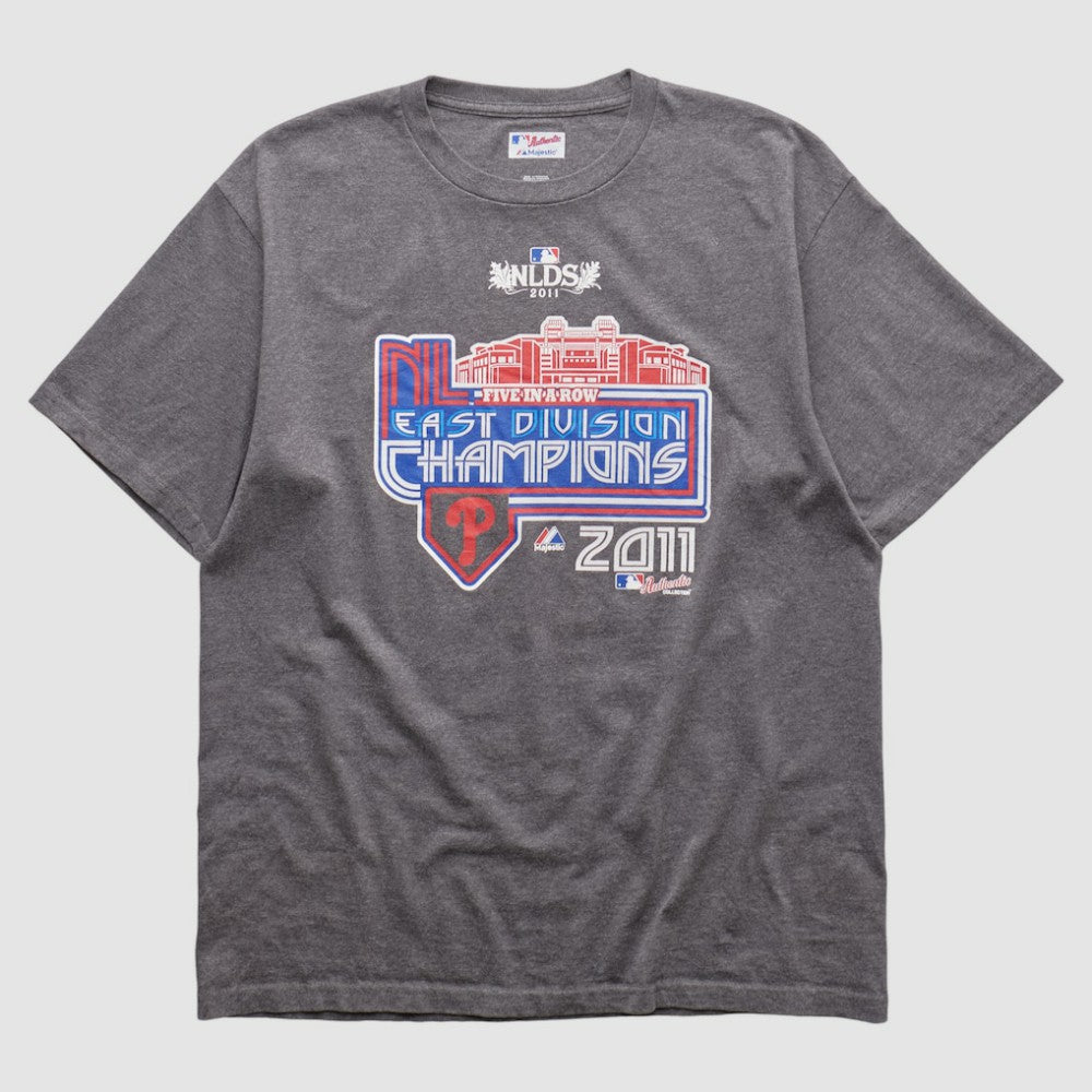 Philadelphia Phillies Majestic 2011 T-shirt - Heather Gray - Vintage T-shirts