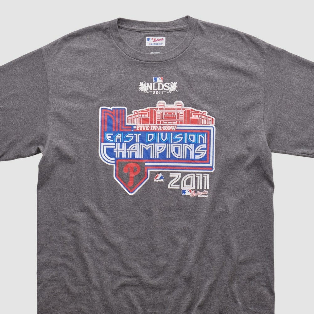 Philadelphia Phillies Majestic 2011 T-shirt - Heather Gray - Vintage T-shirts