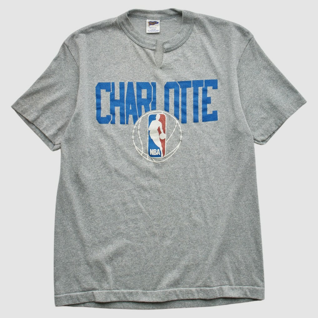 Charlotte Hornets Trench 90s T-shirt Heather Gray Vintage - Vintage